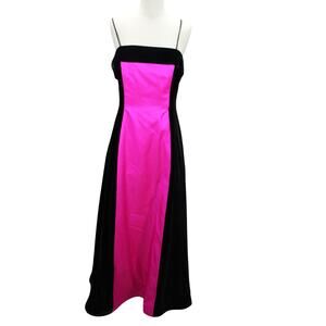 After Five Vintage Gown Size 12 Black & Pink Long Velvet
